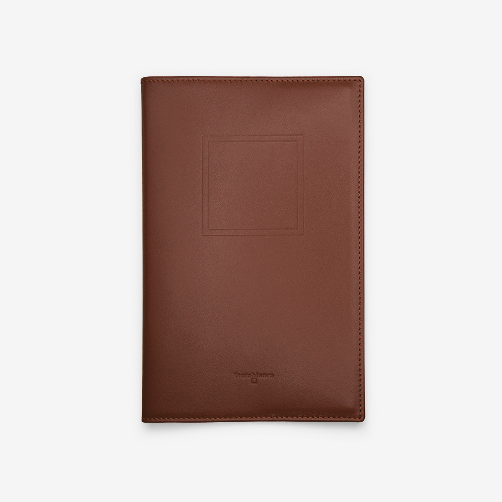 Cuaderno clásico con funda de piel marrón - Tintablanca